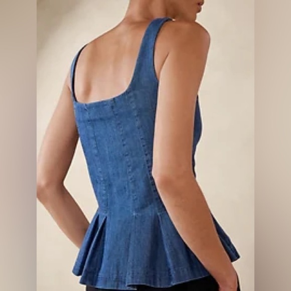 NWT Banana Republic Denim Button Bustier Top Peplum Size 0 - Picture 3 of 6